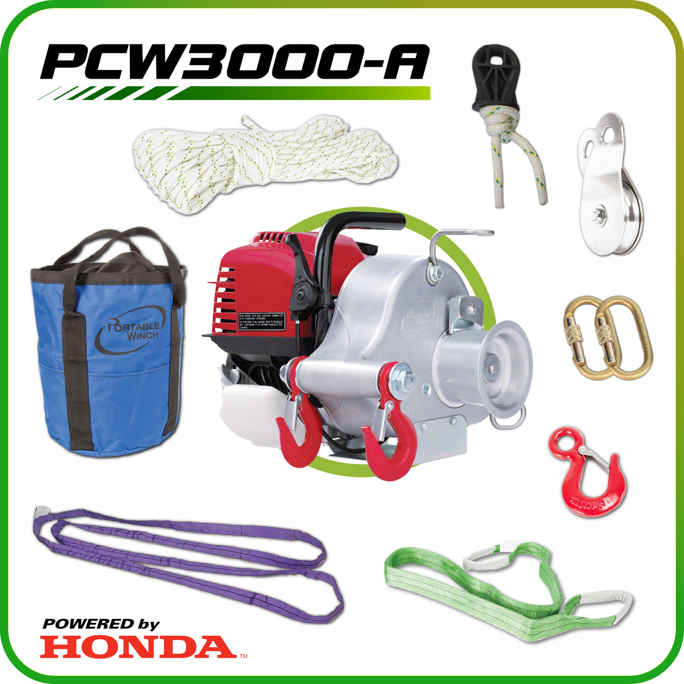 PCW3000 Gas-Powered Pulling Winch – Portable Winch USA