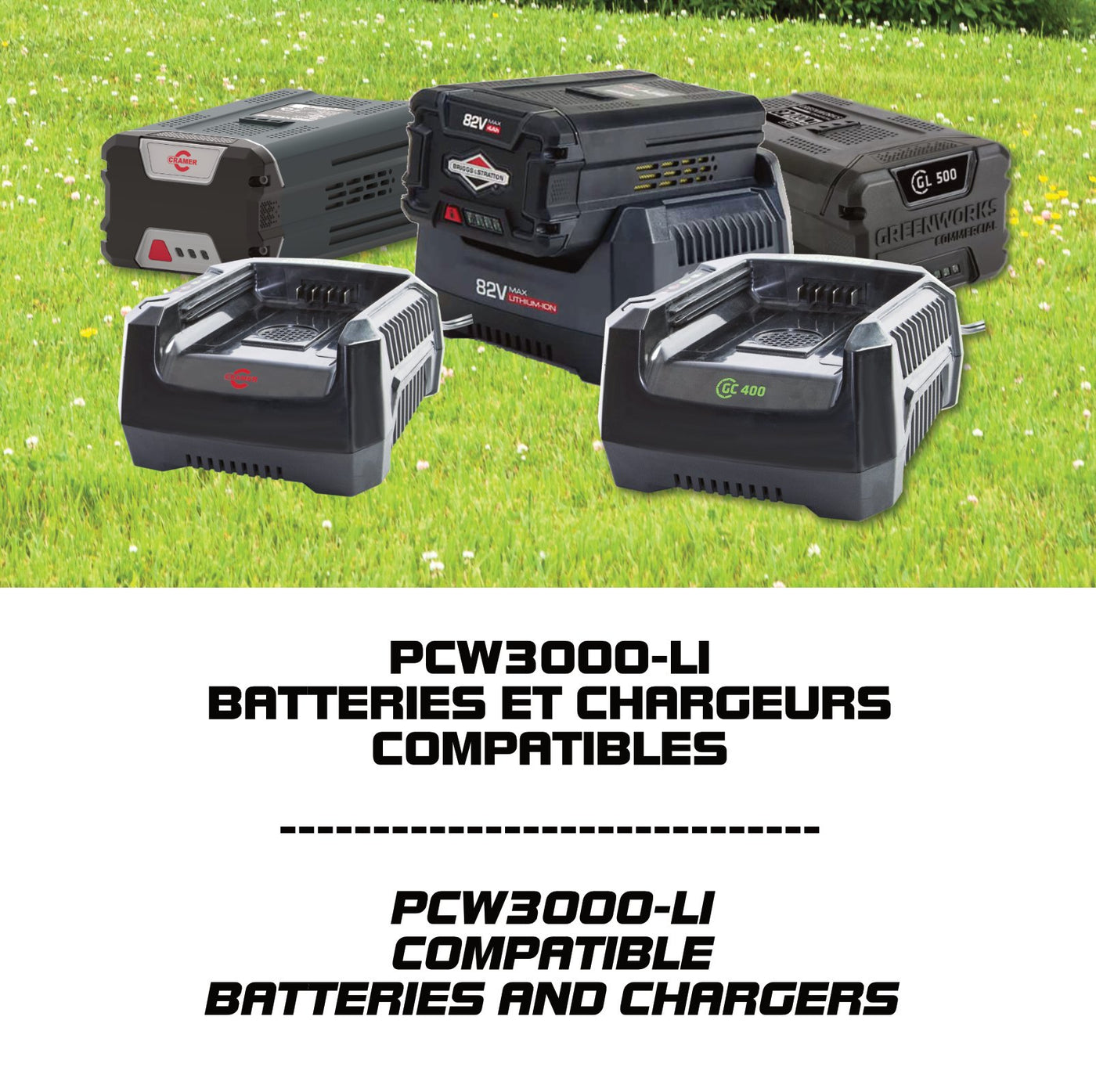 PCW3000-Li <BR> COMPATIBLE BATTERIES AND CHARGERS