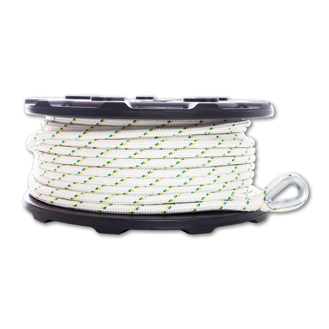 One Way Rope DOUBLE BRAID POLYESTER ROPE 1/2'' W/ EYE SPLICE & THIMBLE – Portable ...