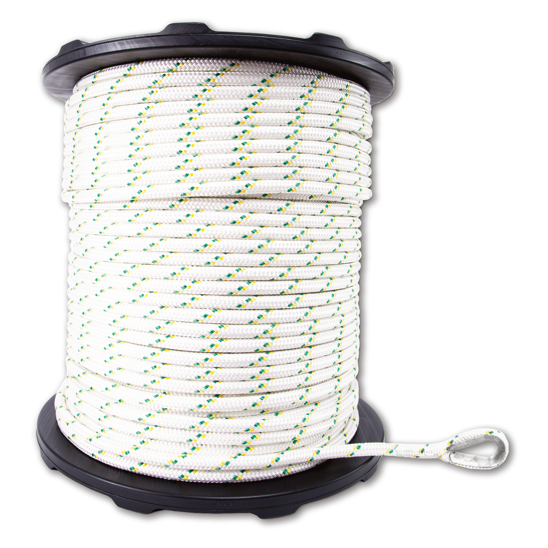 One Way Rope DOUBLE BRAID POLYESTER ROPE 1/2'' W/ EYE SPLICE & THIMBLE – Portable ...